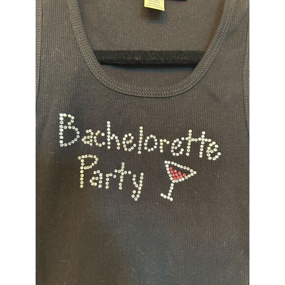 Bachelorette Party Bejewelled, Bedazzled, Custom One of a Kind Tank Top Size S - Picture 2 of 5